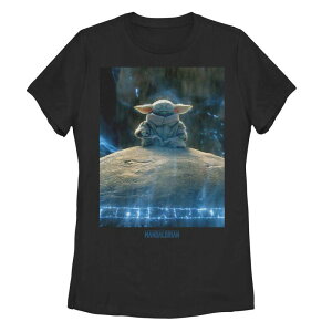 �A�j���L�����N�^�[ ���f�B�[�X �g�b�v�X T�V���c �O���t�B�b�N Licensed Character Juniors' Star Wars The Mandalorian Grogu The Child aka Babyoda Graphic Tee Black �u���b�N