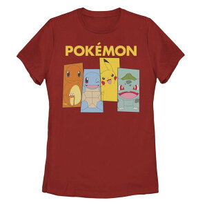 �A�j���L�����N�^�[ ���f�B�[�X �g�b�v�X T�V���c �O���t�B�b�N Licensed Character Juniors' Pokemon Kanto Starter Team Graphic Tee Red ���b�h