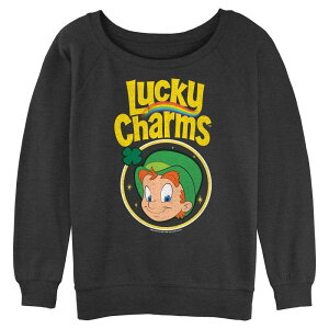 �A�j���L�����N�^�[ ���f�B�[�X �g�b�v�X T�V���c �p�C�� �O���t�B�b�N Licensed Character Juniors' Lucky Charms Leprechaun Stamp Slouchy Terry Graphic Pullover Charcoal Heather �`���R�[��