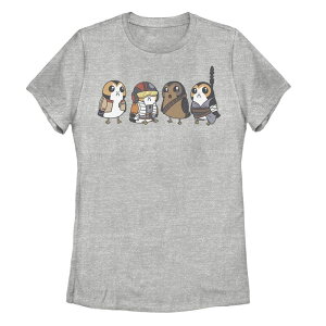 �A�j���L�����N�^�[ ���f�B�[�X �g�b�v�X T�V���c Licensed Character Juniors' Star Wars Cute Porgs Dressed As Characters Portraitee Athletic Heather �w�U�[