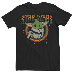 �A�j���L�����N�^�[ ���f�B�[�X �g�b�v�X T�V���c Licensed Character Juniors' Star Wars The Mandalorian Grogu Rainbow Circle Stars Boyfriend Tee Black �u���b�N