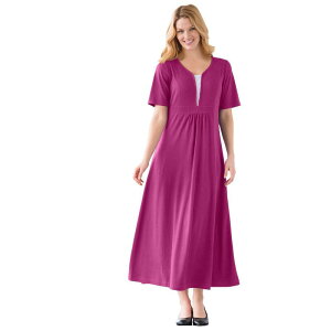 �E�[�}�� �E�B�Y�C�� ���f�B�[�X �g�b�v�X �����s�[�X �v���X�T�C�Y �G���p�C�A �j�b�g Woman Within Plusize Layered Knit Empire Dress Raspberry