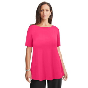 �W�F�V�J�����h�� ���f�B�[�X �g�b�v�X T�V���c �v���X�T�C�Y �j�b�g Jessica London Women's Plusize Stretch Knit Boatneck Swing Tunic Pink Burst �s���N
