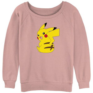 �A�j���L�����N�^�[ ���f�B�[�X �g�b�v�X T�V���c �p�C�� �X�E�F�b�g �O���t�B�b�N Licensed Character Juniors' Pokmon Cute Pikachu Graphic Slouchy Terry Sweatshirt Desert Pink �s���N