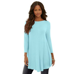 ���A�}���Y ���f�B�[�X �g�b�v�X T�V���c �h���[�v���X�T�C�Y Roaman's Women's Plusize Boatneck Swing Ultra Drape Tunic Top Lighturq