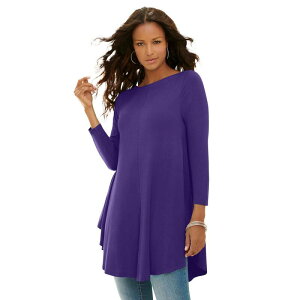 ���A�}���Y ���f�B�[�X �g�b�v�X T�V���c �h���[�v���X�T�C�Y Roaman's Women's Plusize Boatneck Swing Ultra Drape Tunic Top Midnight Violet �o�C�I���b�g