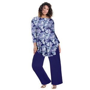 ���A�}���Y ���f�B�[�X �g�b�v�X T�V���c �h���[�v���X�T�C�Y Roaman's Women's Plusize Boatneck Swing Ultra Drape Tunic Top Navy Spray Floral �l�C�r�[