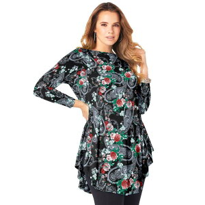 ���A�}���Y ���f�B�[�X �g�b�v�X T�V���c �h���[�v���X�T�C�Y Roaman's Women's Plusize Boatneck Swing Ultra Drape Tunic Top Raspberry