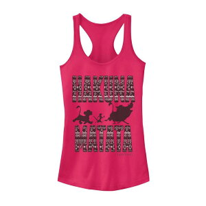 �A�j���L�����N�^�[ ���f�B�[�X �g�b�v�X T�V���c Licensed Character Juniors Lion Kingeometric Hakuna Matata Silhouette Tank Top Raspberry