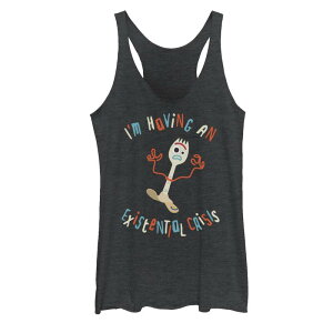 �f�B�Y�j�[ �s�N�T�[ ���f�B�[�X �g�b�v�X T�V���c �O���t�B�b�N Disney / Pixar's Toy Story 4 Forky Juniors' Existential Crisis Graphic Tank Top Black Heather �u���b�N