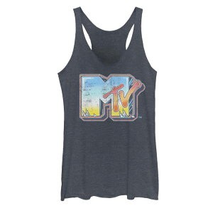 �A�j���L�����N�^�[ ���f�B�[�X �g�b�v�X T�V���c ���S Licensed Character Juniors' MTV Tiny Logo Bright Brushed Tank Top Navy Heather �w�U�[