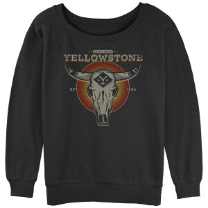 �A�j���L�����N�^�[ ���f�B�[�X �g�b�v�X T�V���c �p�C�� ���S Licensed Character Juniors' Yellowstone Dark Skullogo Slouchy Terry Pullover Black �u���b�N