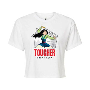 �f�B�Y�j�[ ���f�B�[�X �g�b�v�X T�V���c �N���b�v�h Disney's Mulan Juniors' Tougher Than I Look Cropped Tee White �z���C�g