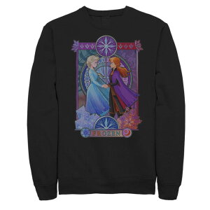 �A�j���L�����N�^�[ ���f�B�[�X �g�b�v�X T�V���c �X�E�F�b�g Licensed Character Men's Frozen 2 Elsa & Anna Split Poster Sweatshirt Black �u���b�N