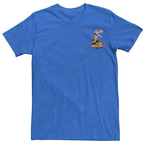 �A�j���L�����N�^�[ ���f�B�[�X �g�b�v�X T�V���c ���S Licensed Character Men's Jurassic Park Raptor Hold Logo Pocketee Royal Heather �w�U�[