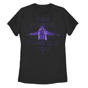 �A�j���L�����N�^�[ ���f�B�[�X �g�b�v�X T�V���c Licensed Character Juniors' Thexorcisthe Power Of Christ Compels You Purple Hue Tee Black �u���b�N