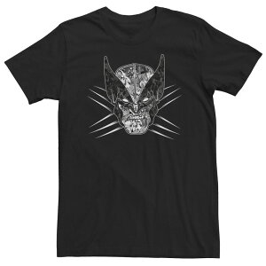 �}�[�x�� ���f�B�[�X �g�b�v�X T�V���c �g�[�� Big & Tall Marvel X-Men Wolverine Classicomic Patterned Face Tee Black �u���b�N