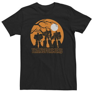 �A�j���L�����N�^�[ ���f�B�[�X �g�b�v�X T�V���c �g�[�� Licensed Character Big & Tall Transformers Halloween Optimus Haunt Silhouettes Tee Black �u���b�N