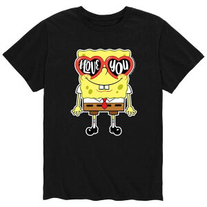 �j�R���f�I�� ���f�B�[�X �g�b�v�X T�V���c �p���c Nickelodeon Men'spongeBob SquarePants Heart Glasses Tee Black �u���b�N