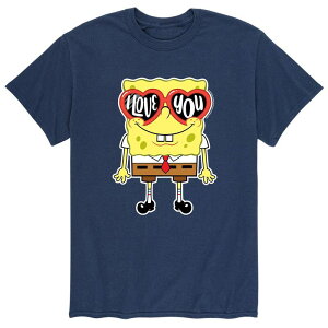 �j�R���f�I�� ���f�B�[�X �g�b�v�X T�V���c �p���c Nickelodeon Men'spongeBob SquarePants Heart Glasses Tee Navy �l�C�r�[