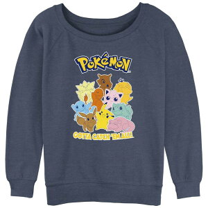 �A�j���L�����N�^�[ ���f�B�[�X �g�b�v�X T�V���c �p�C�� �X�E�F�b�g �O���t�B�b�N Licensed Character Juniors' Pokmon Gotta Catch 'Em All Slouchy Terry Graphic Sweatshirt Blue Heather �w�U�[