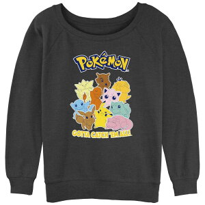 �A�j���L�����N�^�[ ���f�B�[�X �g�b�v�X T�V���c �p�C�� �X�E�F�b�g �O���t�B�b�N Licensed Character Juniors' Pokmon Gotta Catch 'Em All Slouchy Terry Graphic Sweatshirt Charcoal Heather �`���R�[��