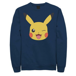 �A�j���L�����N�^�[ ���f�B�[�X �g�b�v�X T�V���c �X�E�F�b�g�[�� ���S Licensed Character Big & Tall Pokmon Pikachu Big Face Logo Sweatshirt Navy �l�C�r�[