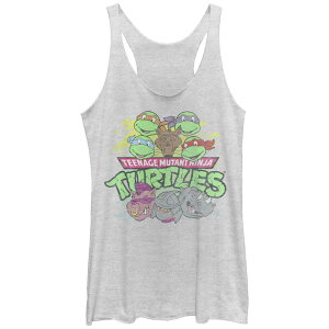 �j�R���f�I�� ���f�B�[�X �g�b�v�X T�V���c Juniors' Nickelodeon Teenage Mutant Ninja Turtles Heroes vs Villains Cast Racerback Tank Top White Heather �z���C�g