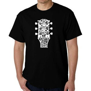 �G���G�[�|�b�v�A�[�g ���f�B�[�X �g�b�v�X T�V���c LA Pop Art Guitar Head Music Genres - Men's Word Art-shirt Black �u���b�N