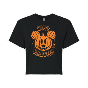 �f�B�Y�j�[ ���f�B�[�X �g�b�v�X T�V���c �N���b�v�h Disney's Mickey Mouse Juniors' Pumpkin Cropped Tee Black �u���b�N