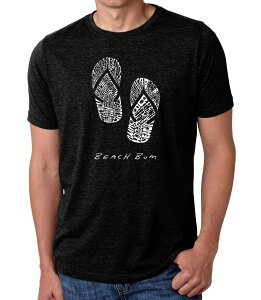 �G���G�[�|�b�v�A�[�g ���f�B�[�X �g�b�v�X T�V���c LA Pop Art BEACH BUM - Men's Premium Blend Word Art-Shirt Black �u���b�N