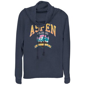 �A���u�����f�b�h ���f�B�[�X �g�b�v�X T�V���c �O���t�B�b�N Unbranded Juniors' Aspen Colorado Ski Lodge Cowlneck Graphic Lightweight Long Sleeve Navy �l�C�r�[