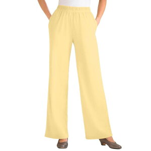 �E�[�}�� �E�B�Y�C�� ���f�B�[�X �{�g���X �J�W���A���p���c �v���X�T�C�Y �v�` �j�b�g Woman Within Plusize Petite 7-Day Knit Wide-Leg Pull-On Pants Banana