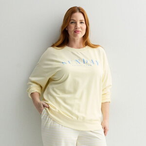 �\�m�} ���f�B�[�X �A���_�[�E�F�A �i�C�g�E�F�A �v���X�T�C�Y �j�b�g Plusize Sonoma Goods For Life Long Sleeve Knit Pajama Top Yellow Sunday �C�G���[