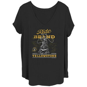 �A�j���L�����N�^�[ ���f�B�[�X �g�b�v�X T�V���c �v���X�T�C�Y �O���t�B�b�N Licensed Character Juniors' Plusize Yellowstone Ride For The Brand Graphic Tee Black �u���b�N