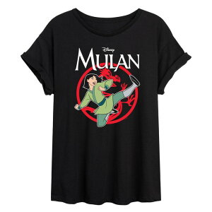 �f�B�Y�j�[ ���f�B�[�X �g�b�v�X T�V���c Disney's Mulan Juniors' Oversized Tee Black �u���b�N