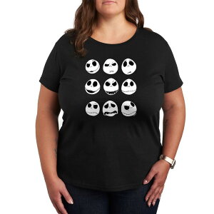 �f�B�Y�j�[ ���f�B�[�X �g�b�v�X T�V���c �v���X�T�C�Y �O���t�B�b�N Disney's Nightmare Before Christmas Plus Jack Faces Graphic Tee Black �u���b�N