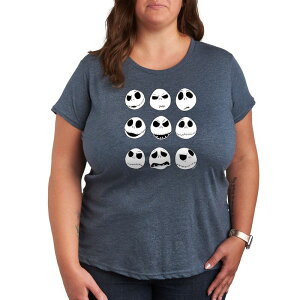 �f�B�Y�j�[ ���f�B�[�X �g�b�v�X T�V���c �v���X�T�C�Y �O���t�B�b�N Disney's Nightmare Before Christmas Plus Jack Faces Graphic Tee Blue �u���[