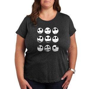 �f�B�Y�j�[ ���f�B�[�X �g�b�v�X T�V���c �v���X�T�C�Y �O���t�B�b�N Disney's Nightmare Before Christmas Plus Jack Faces Graphic Tee Charcoal Gray �`���R�[��