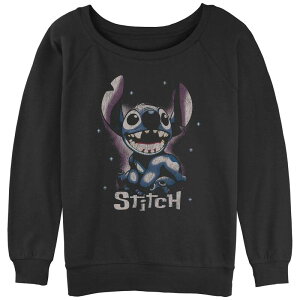 �f�B�Y�j�[ ���f�B�[�X �g�b�v�X T�V���c �p�C�� �O���t�B�b�N Disney's Lilo & Stitch Juniors' Stars And Stitch Slouchy Terry Graphic Pullover Black �u���b�N