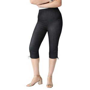 ���A�}���Y ���f�B�[�X �{�g���X �J�W���A���p���c �v���X�T�C�Y �L���b�v ���[�X Roaman's Women's Plusize Comfort Stretch Lace Up Capri Jean Black Denim �u���b�N