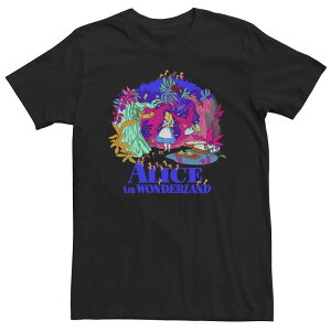 �f�B�Y�j�[ ���f�B�[�X �g�b�v�X T�V���c �t�����[�� �g�[�� �t�����[ Big & Tall Disney Alice In Wonderland Neon Floral Tee Black �u���b�N