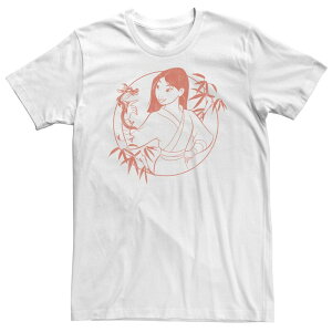 �f�B�Y�j�[ ���f�B�[�X �g�b�v�X T�V���c �g�[�� Big & Tall Disney Mulan & Mushu Bamboo Portrait Outline Tee White �z���C�g