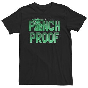 �A�j���L�����N�^�[ ���f�B�[�X �g�b�v�X T�V���c �g�[�� Licensed Character Big & Tall Star Wars The Mandalorian Pinch Proof Grogu Shamrock Tee Black �u���b�N