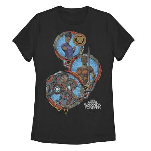 �A�j���L�����N�^�[ ���f�B�[�X �g�b�v�X T�V���c �O���t�B�b�N Licensed Character Juniors' Marvel Black Panther: Wakanda Forever Girls Character Circle Portrait Graphic Tee Black �u���b�N