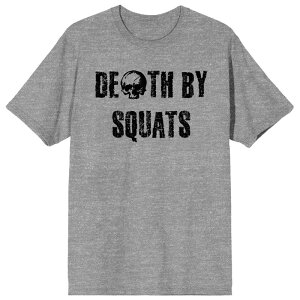 �A�j���L�����N�^�[ ���f�B�[�X �g�b�v�X T�V���c Licensed Character Men's Gym Culture Death by Squats Tee Grey �O���[