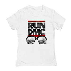 �A�j���L�����N�^�[ ���f�B�[�X �g�b�v�X T�V���c ���S �O���t�B�b�N Licensed Character Juniors' RUN DMC Glasses Logo Graphic Tee White �z���C�g