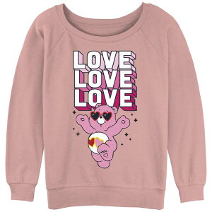 �A�j���L�����N�^�[ ���f�B�[�X �g�b�v�X T�V���c �p�C�� �O���t�B�b�N Licensed Character Juniors' Care Bears Love Stack Slouchy Terry Graphic Pullover Desert Pink �s���N