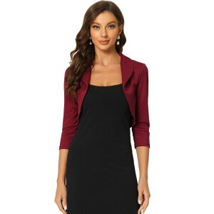 �A���O�� �P�[ ���f�B�[�X �A�E�^�[ �j�b�g�E�Z�[�^�[ ALLEGRA K Bolero Shrugs for Women's Collared Shrugs for Dress Dark Red ���b�h