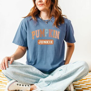 Simply Sage Market ���f�B�[�X �g�b�v�X T�V���c Simply Sage Market Varsity Pumpkin Junkie Garment Dyed Tee Blue Jean �u���[